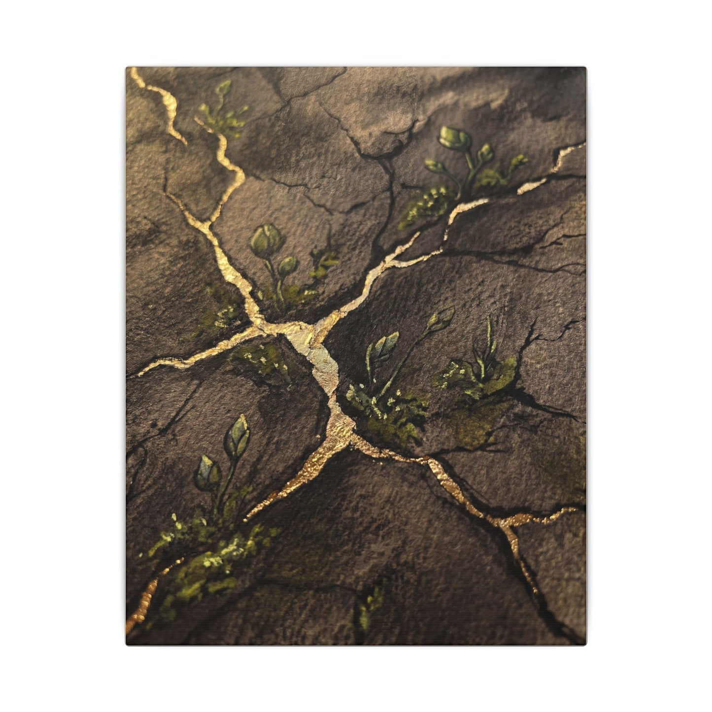 Spring Cracked Earth Charcoal Ink Canvas Art | Luxurious Decor