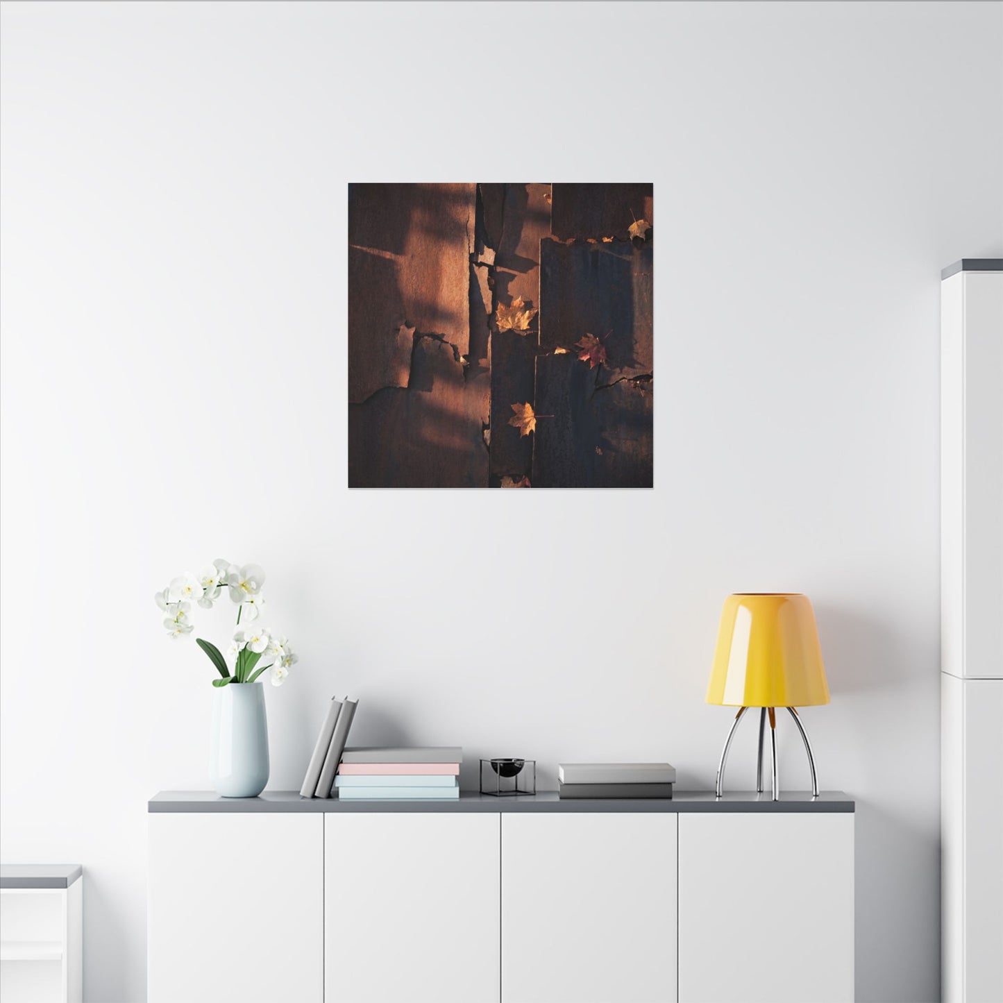 Seijaku Rust Patina Canvas Art - Dark Japandi Shadow Zen