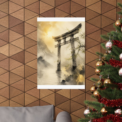 Torii Gate Wall Art Print | Spring Zen Sumi E Art