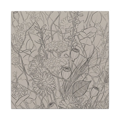 Summer Dried Flowers Minimal Line Canvas Art | Elegant Decor