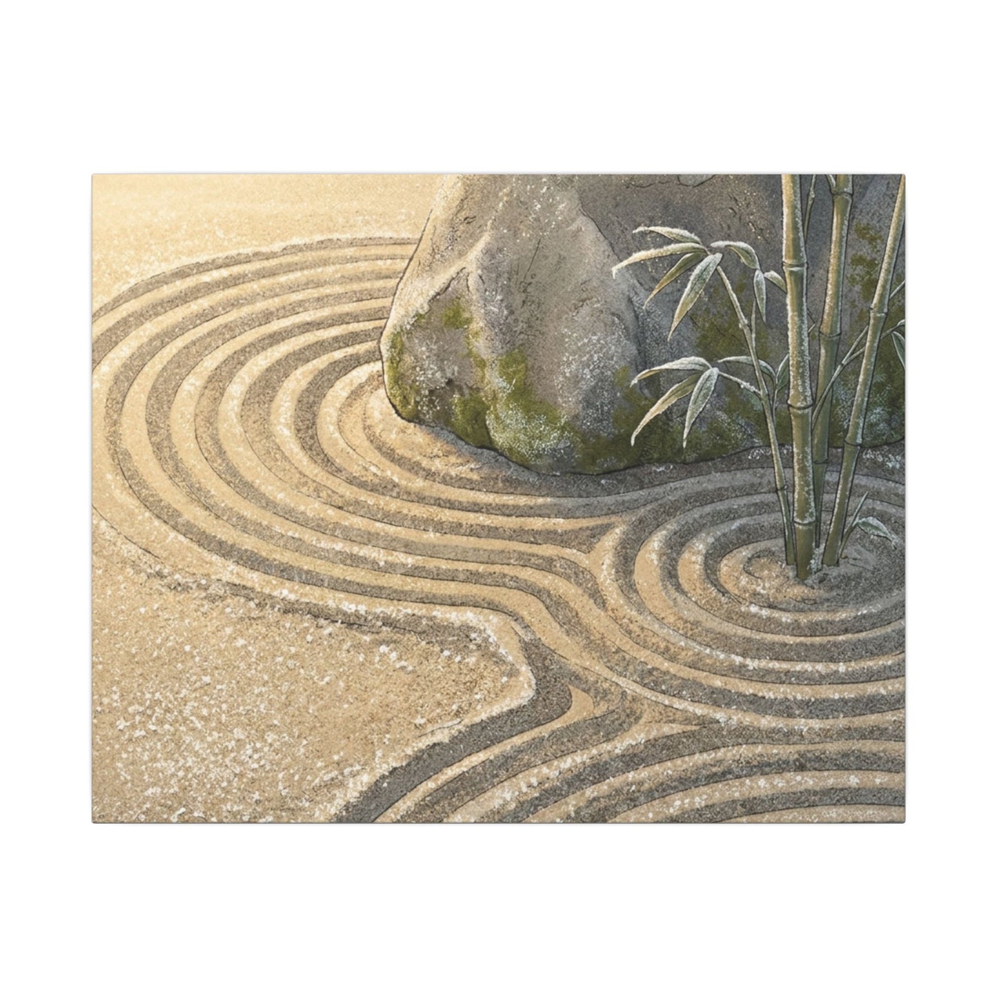 Rock Garden Winter Canvas Art | Zen Peaceful Design