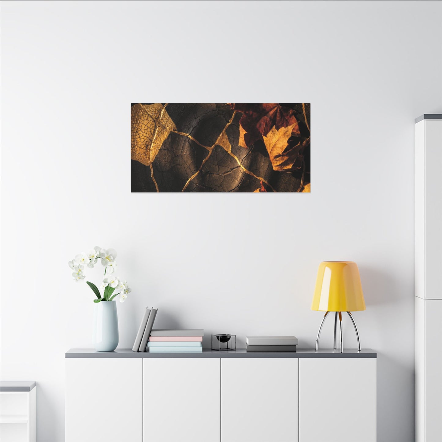 Resilient Shadow Play Canvas Art - Crackle Gold Kintsugi
