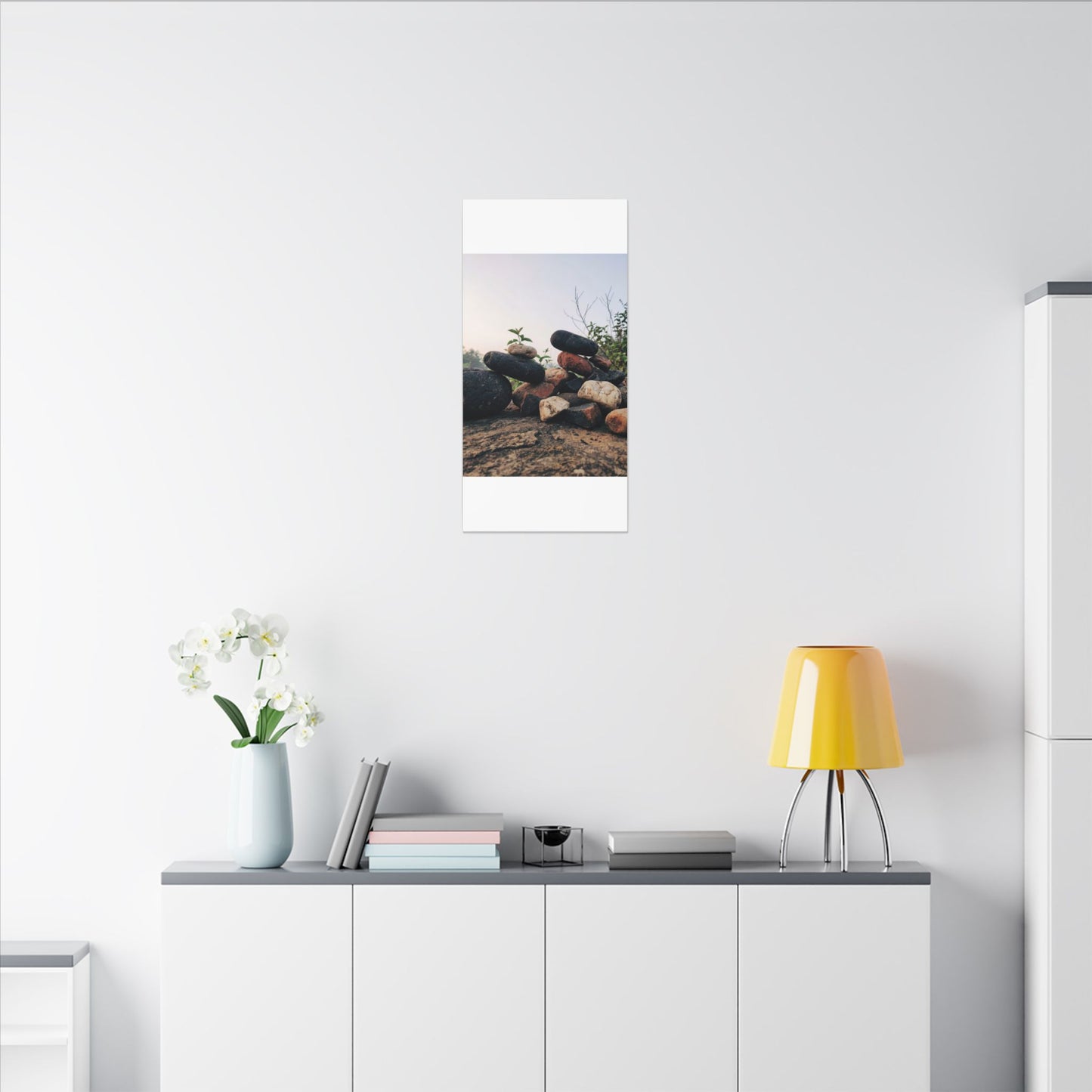 River Stones Canvas Art | Spring Kintsugi Broken Beauty Art