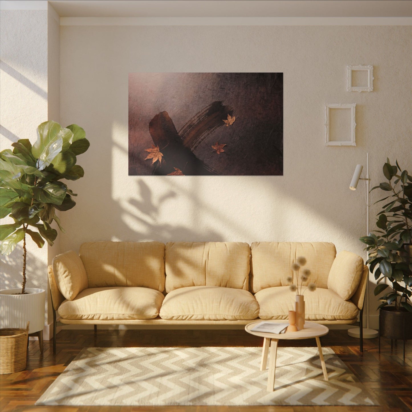 Moody Ink Brushstroke Canvas Art - Moody Minimal Dark Japandi