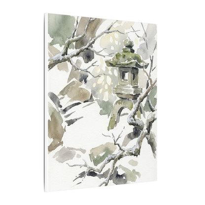 Elegant Stone Lantern Canvas Art - Watercolor Japandi
