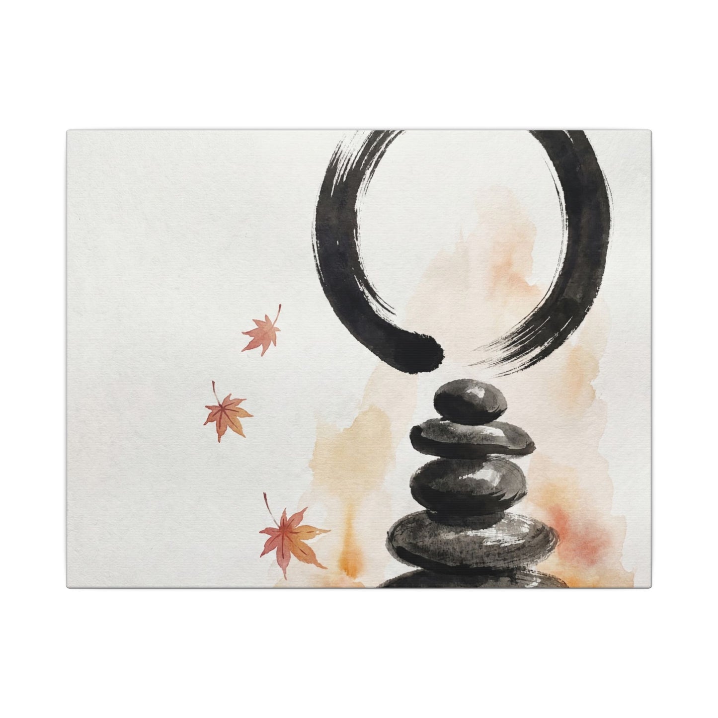 River Stones Canvas Art | Autumn Zen Enso Art Art Print
