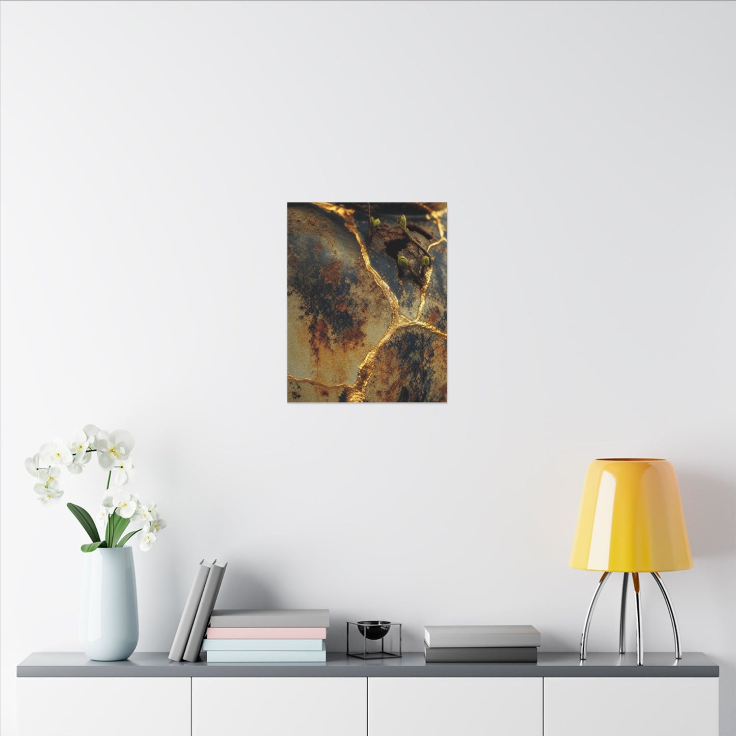 Datsuzoku Rust Patina Canvas Art - Kintsugi Crackle Gold