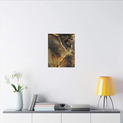Datsuzoku Rust Patina Canvas Art - Kintsugi Crackle Gold