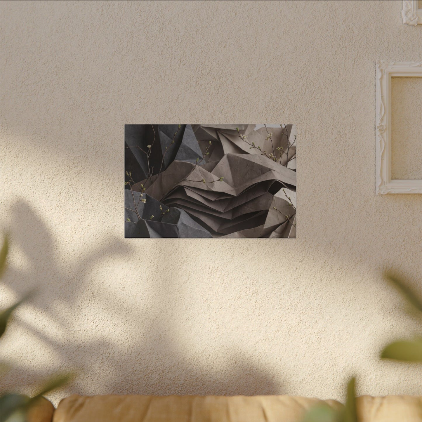 Neutral Paper Fold Canvas Art - Texture Japandi