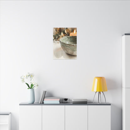 Ceramic Bowl Canvas Art | Summer Japandi Watercolor Art