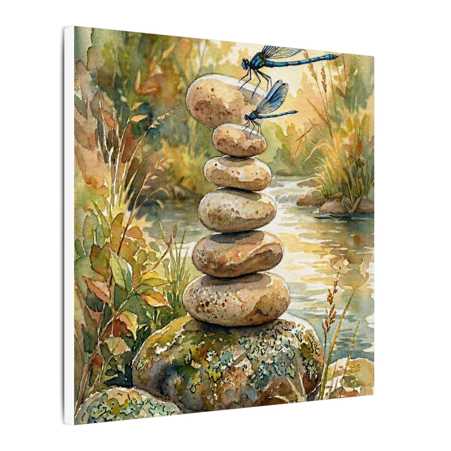 River Stones Summer Canvas Art | Japandi Cozy Design