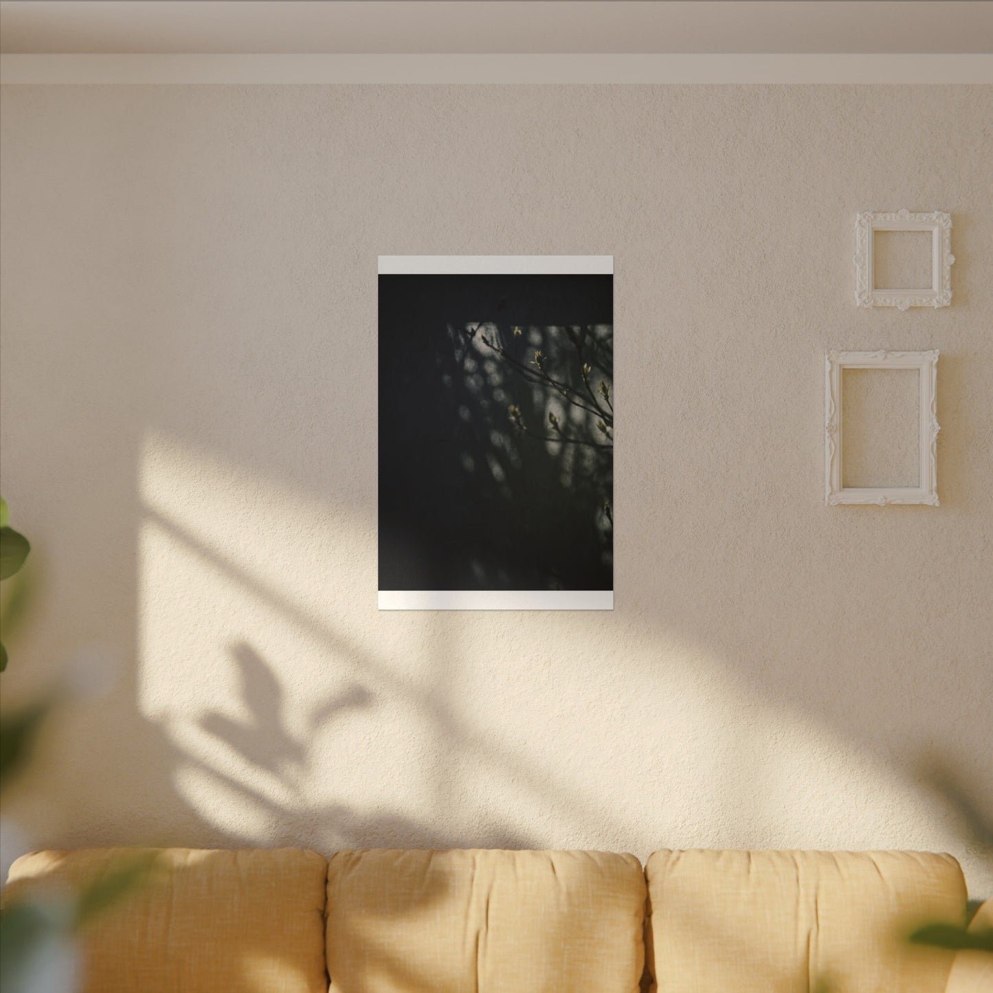 Dark Japandi Shoji Screen in Dappled | Moody Minimal Canvas Art