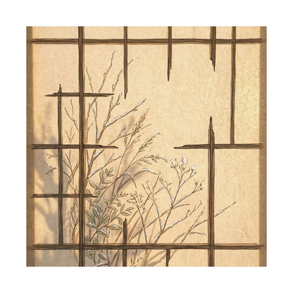 Japandi Shoji Screen in Golden Hour | Minimal Line Wall Art Print