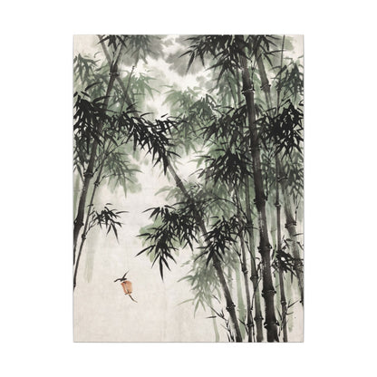 Zen Bamboo Grove in Overcast | Sumi E Canvas Art