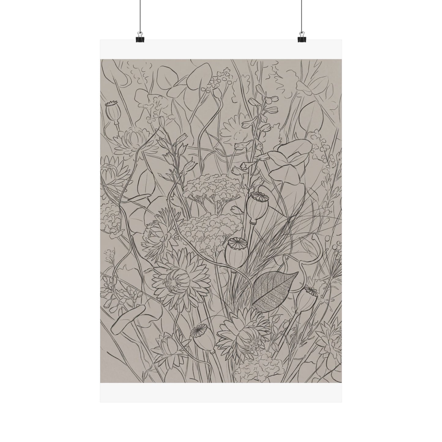 Summer Dried Flowers Minimal Line Wall Art Print | Cozy Decor