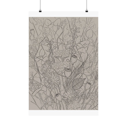 Summer Dried Flowers Minimal Line Wall Art Print | Cozy Decor