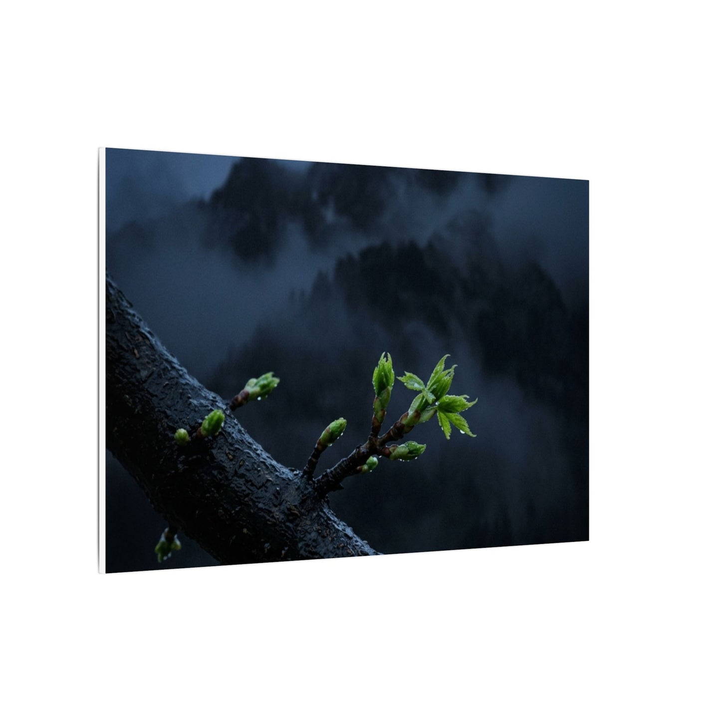 Moonlight Mountain Mist Canvas Art - Dark Japandi Kanso