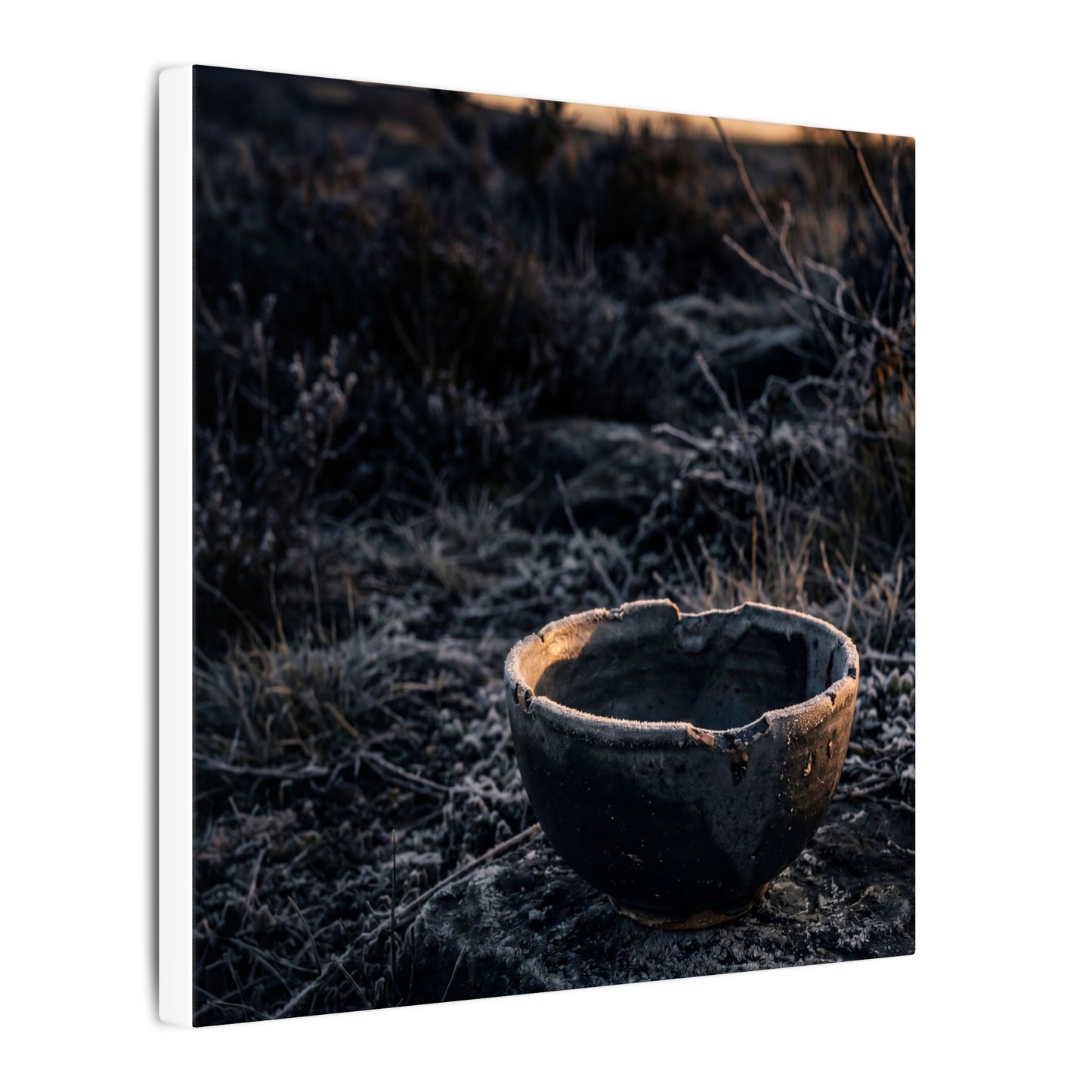 Kanso Ceramic Bowl Canvas Art - Dark Japandi Dark Texture