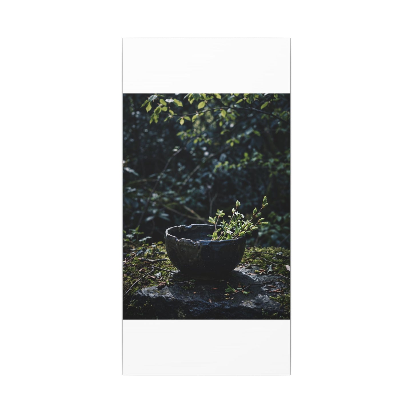 Dappled Ceramic Bowl Canvas Art - Dark Japandi Datsuzoku