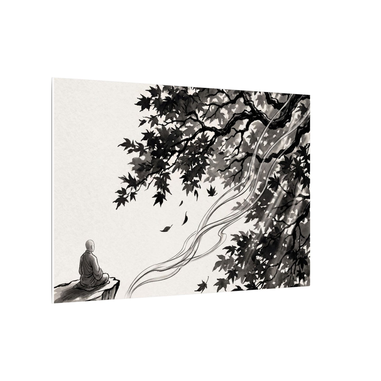 Serene Incense Smoke Canvas Art - Ukiyo E Inspired Zen
