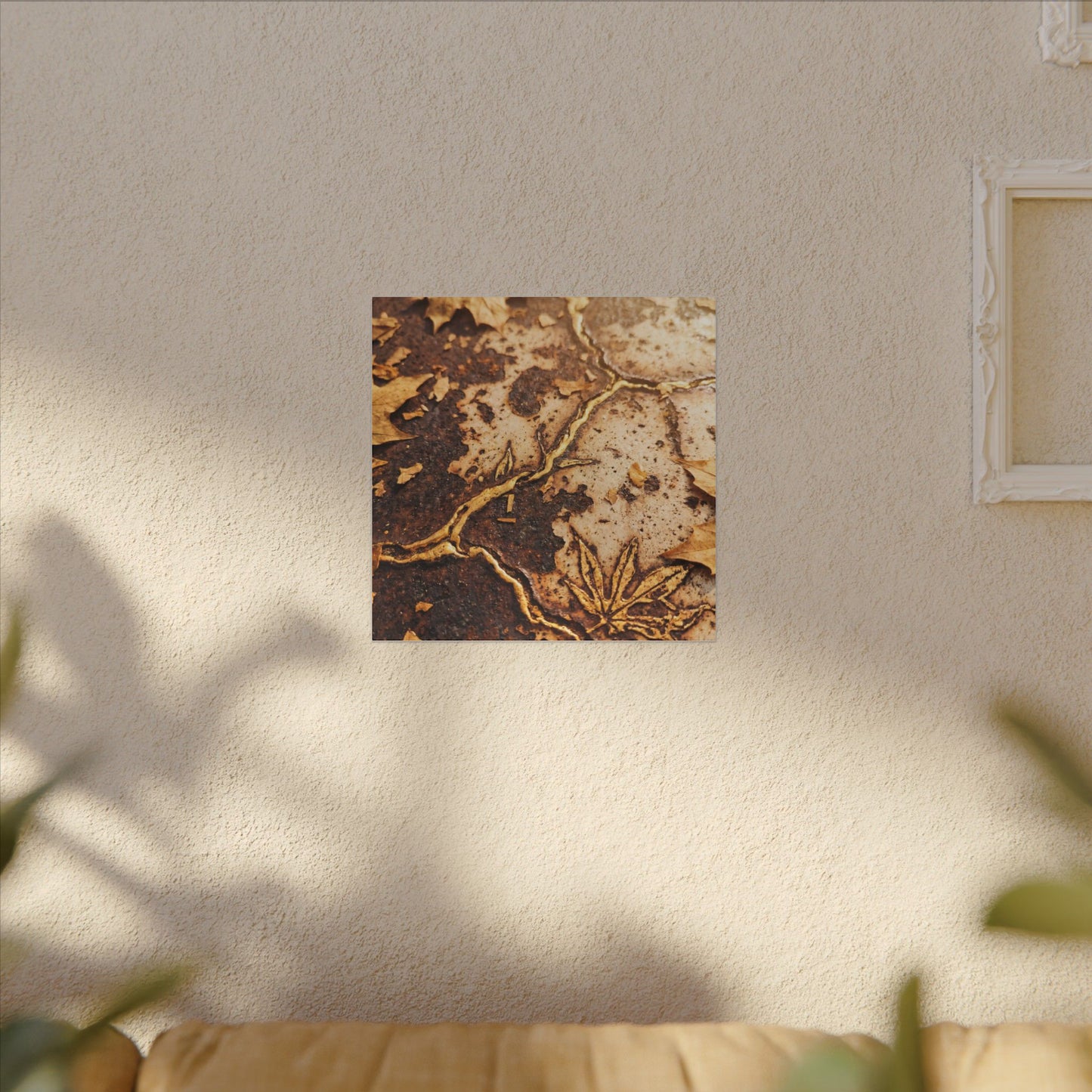 Kintsugi Rust Patina in Golden Hour | Gold Vein Canvas Art