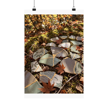 Japandi Broken Pottery in Dappled | Japanese Pattern Wall Art Print