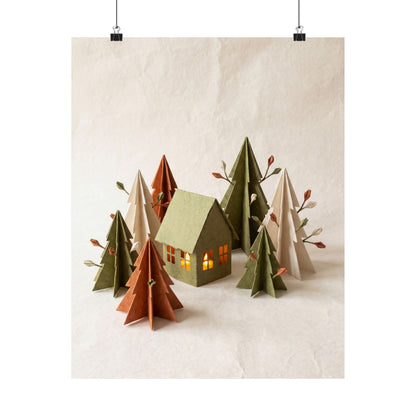 Spring Paper Fold Forest Whimsy Wall Art Print | Nostalgic Decor