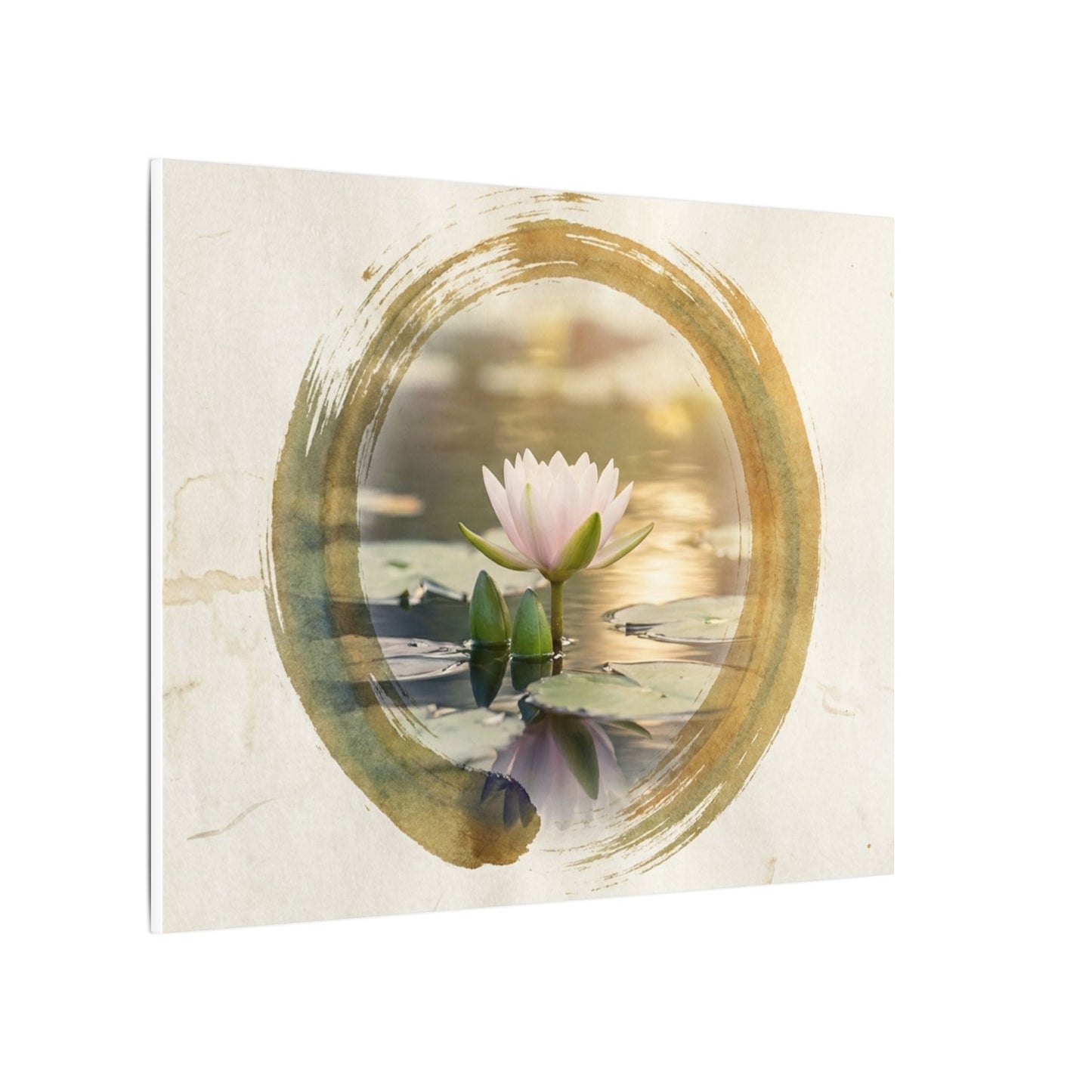 Peaceful Lotus Flower Canvas Art - Enso Zen