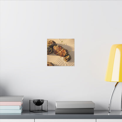 Kanso Rock Garden Canvas Art - Kintsugi Crackle Gold
