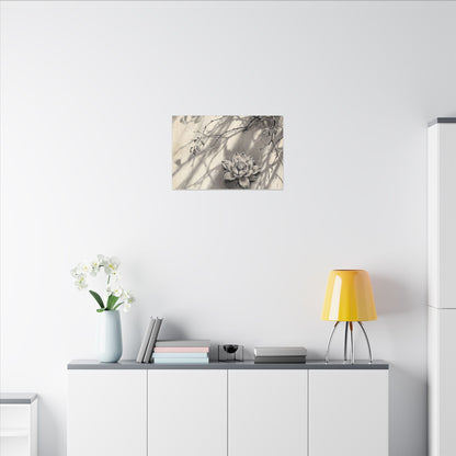 Winter Lotus Flower Sumi E Canvas Art | Contemplative Decor