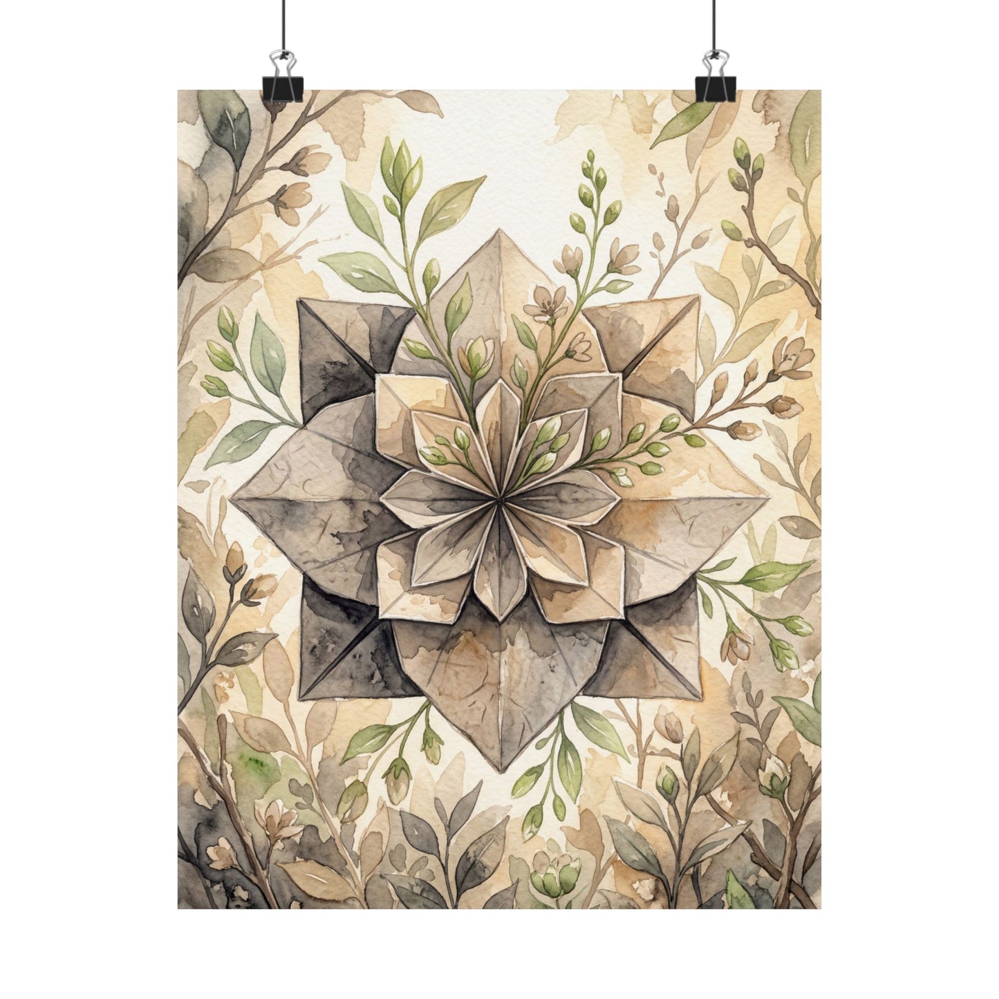 Golden Hour Paper Fold Wall Art Print - Japandi Mono No Aware Art Print