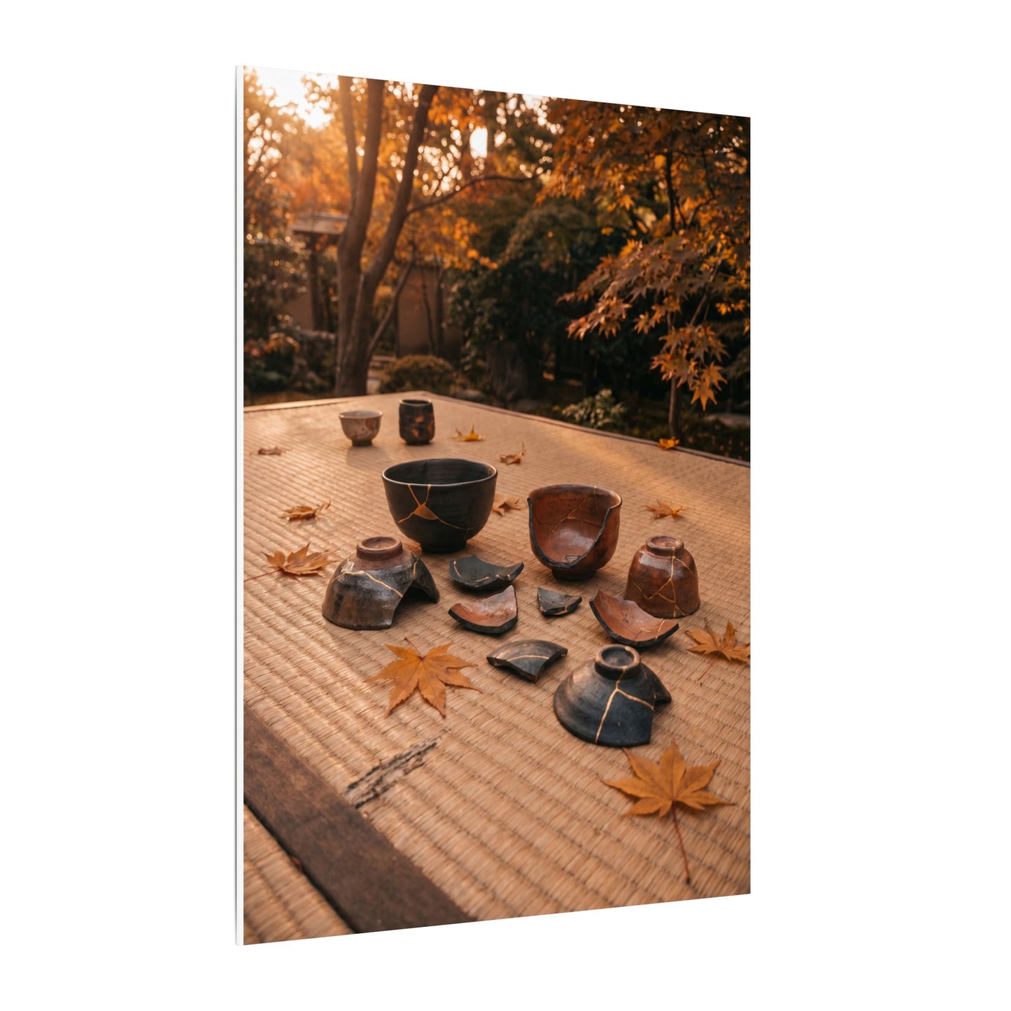 Golden Hour Tea Ceremony Canvas Art - Kintsugi Shibui