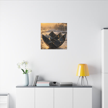 Kintsugi Paper Fold in Golden Hour | Gold Repair Canvas Art
