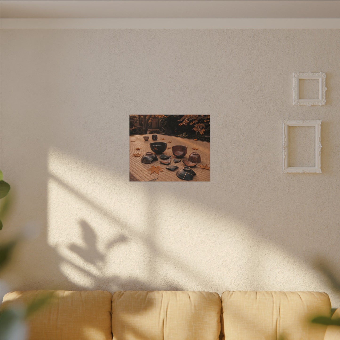 Golden Hour Tea Ceremony Canvas Art - Kintsugi Shibui
