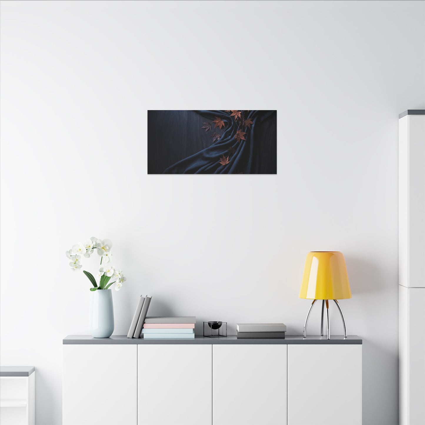 Silk Drape Autumn Canvas Art | Dark Japandi Sophisticated Design