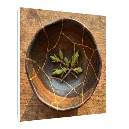 Ceramic Bowl Gold Repair Canvas Art | Resilient Kintsugi Art