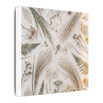 Elegant Dried Flowers Canvas Art - Japanese Pattern Japandi