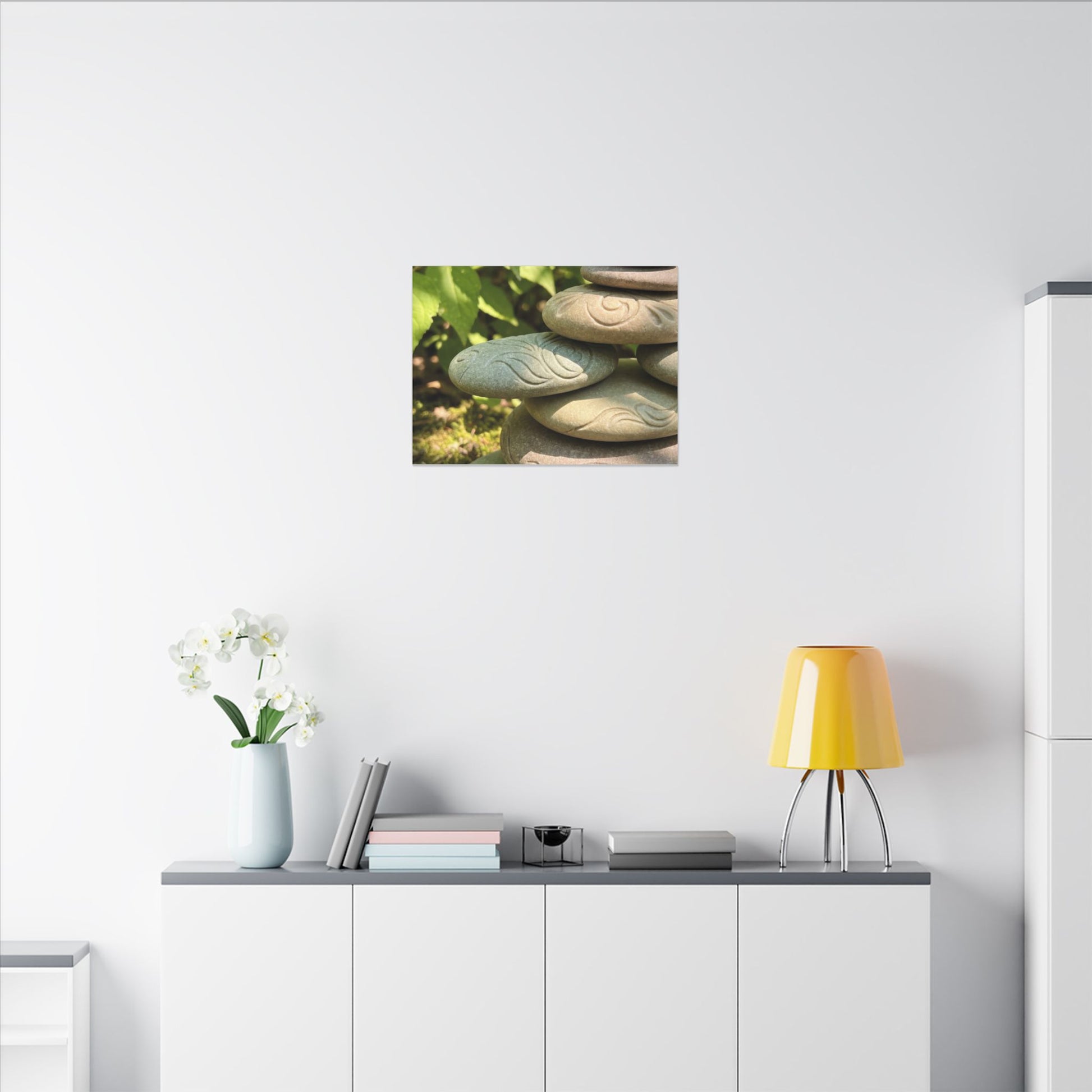 River Stones Summer Canvas Art | Japandi Earthy Design Art Print