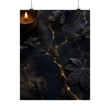 Luxurious Cracked Earth Wall Art Print - Moody Minimal Dark Japandi