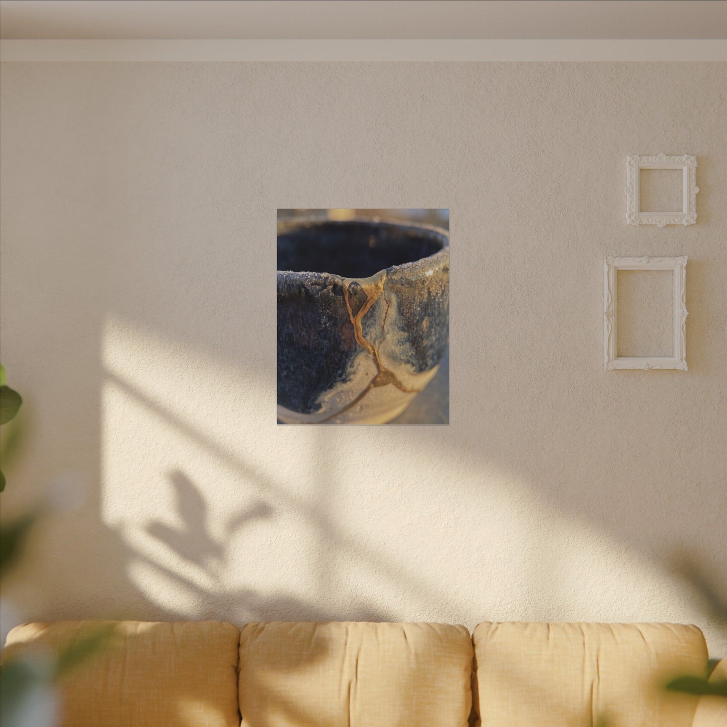 Winter Ceramic Bowl Gold Vein Canvas Art | Healing Decor