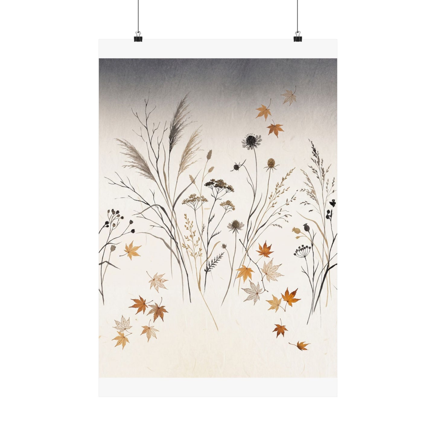 Dried Flowers Wall Art Print | Autumn Japandi Japanese Pattern Art Art Print