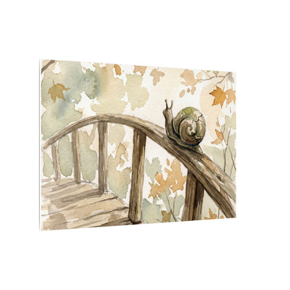 Wooden Bridge Canvas Art | Autumn Japandi Watercolor Art