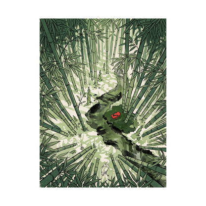 Zen Bamboo Grove in Overcast | Ukiyo E Inspired Wall Art Print