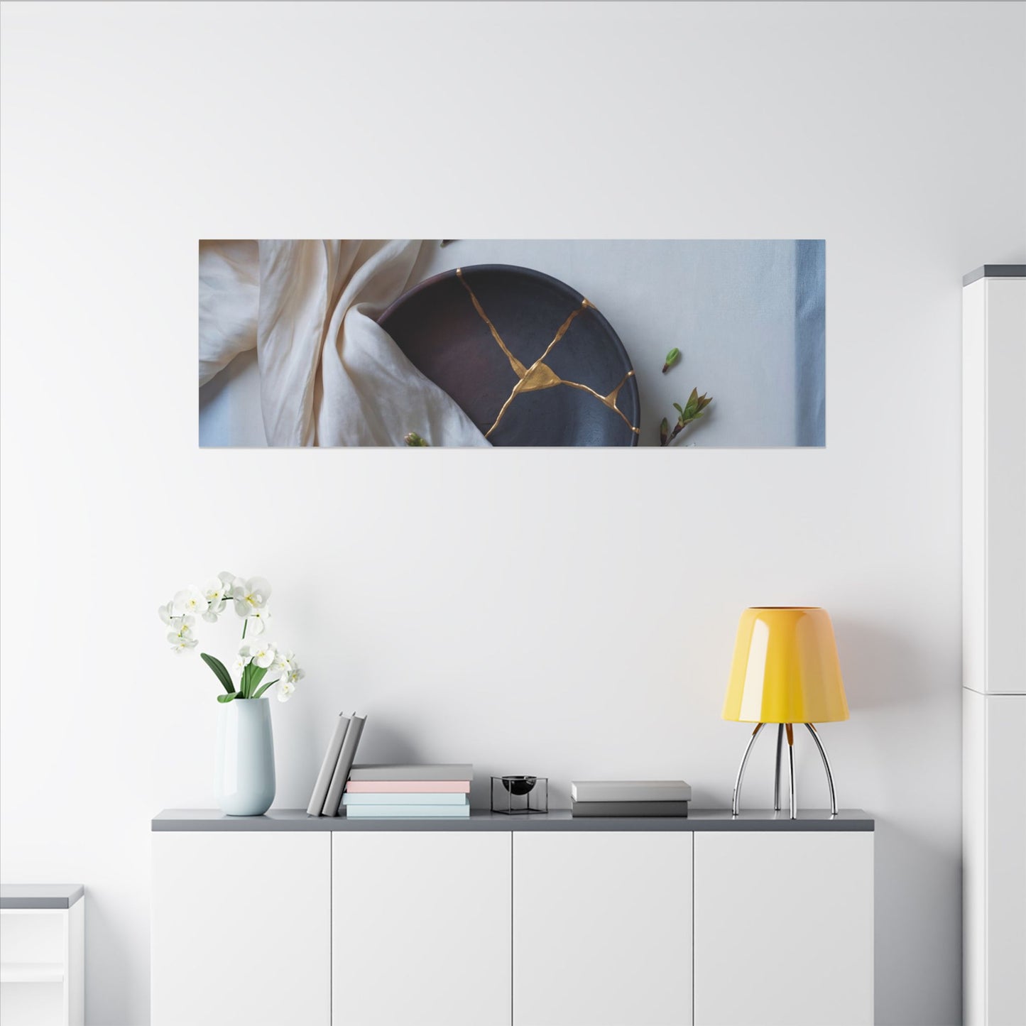 Ma Silk Drape Canvas Art - Kintsugi Gold Repair