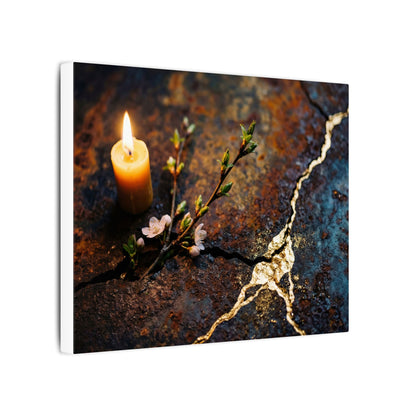 Kintsugi Rust Patina in Candlelight | Gold Repair Canvas Art