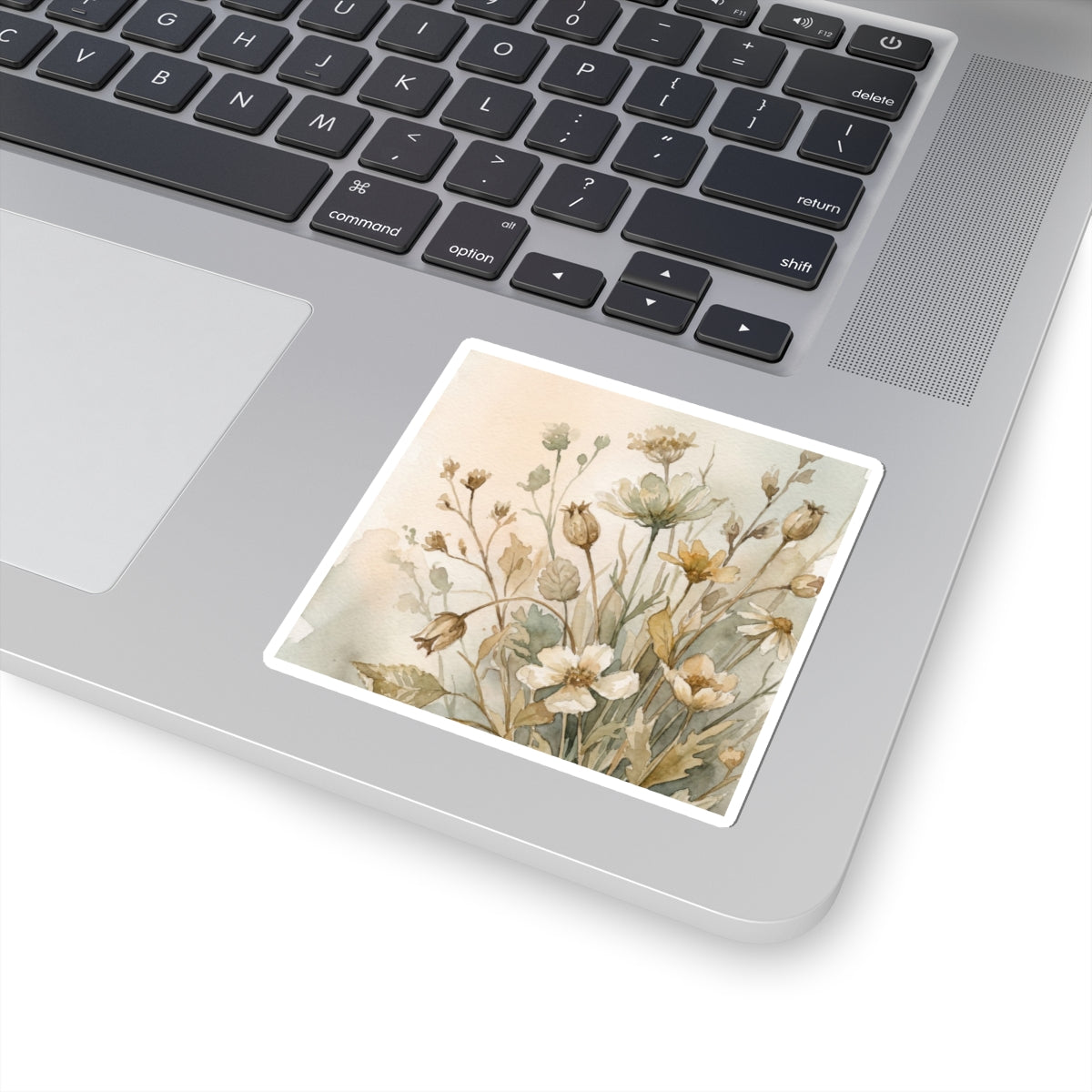 Elegant Dried Flowers Sticker - Watercolor Japandi Art Print