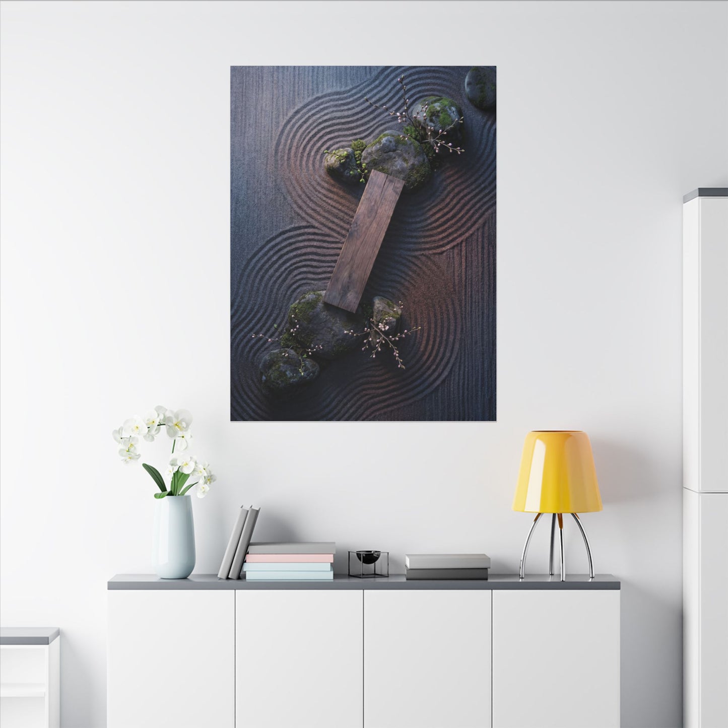 Spring Rock Garden Moody Minimal Canvas Art | Atmospheric Decor