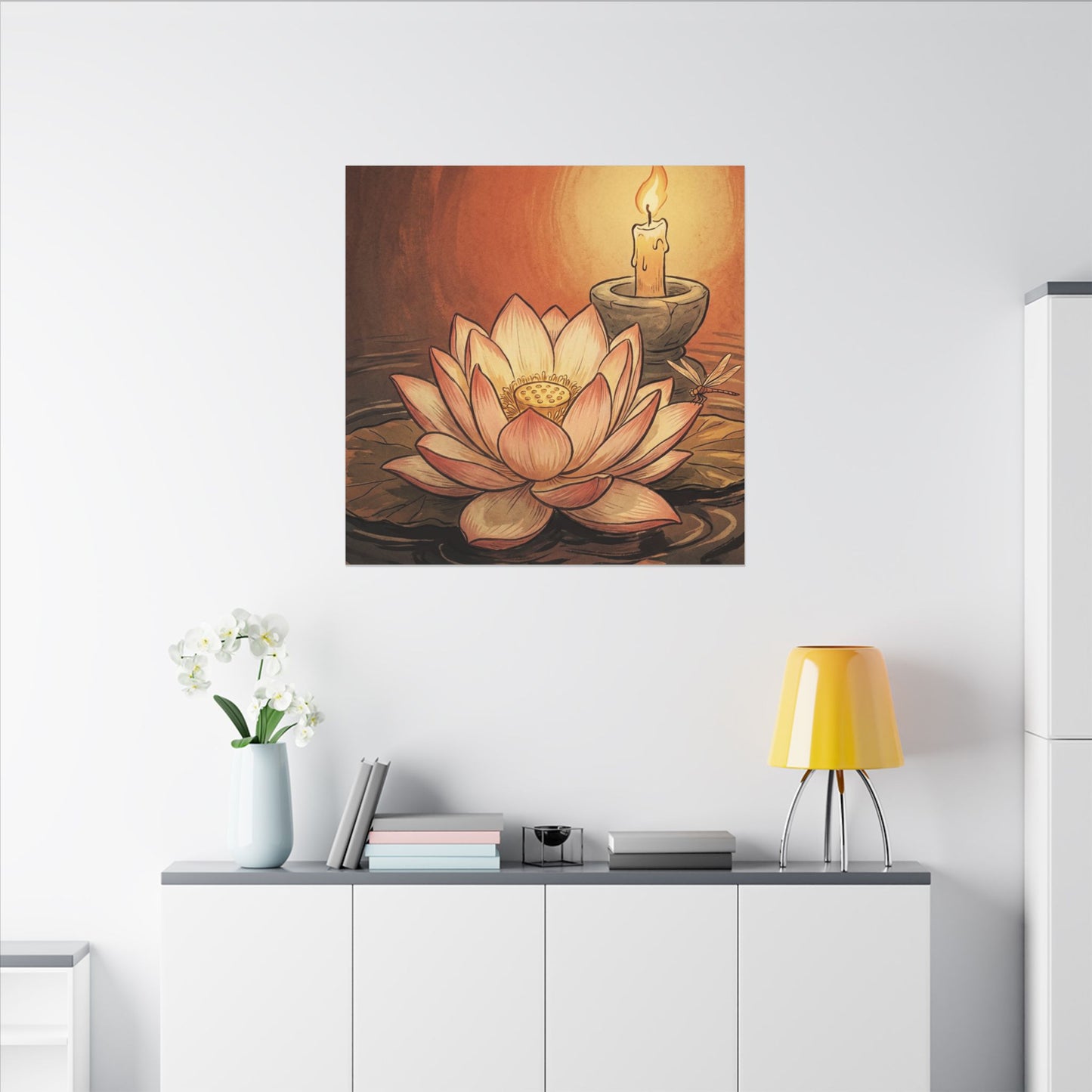 Lotus Flower Summer Canvas Art | Zen Contemplative Design