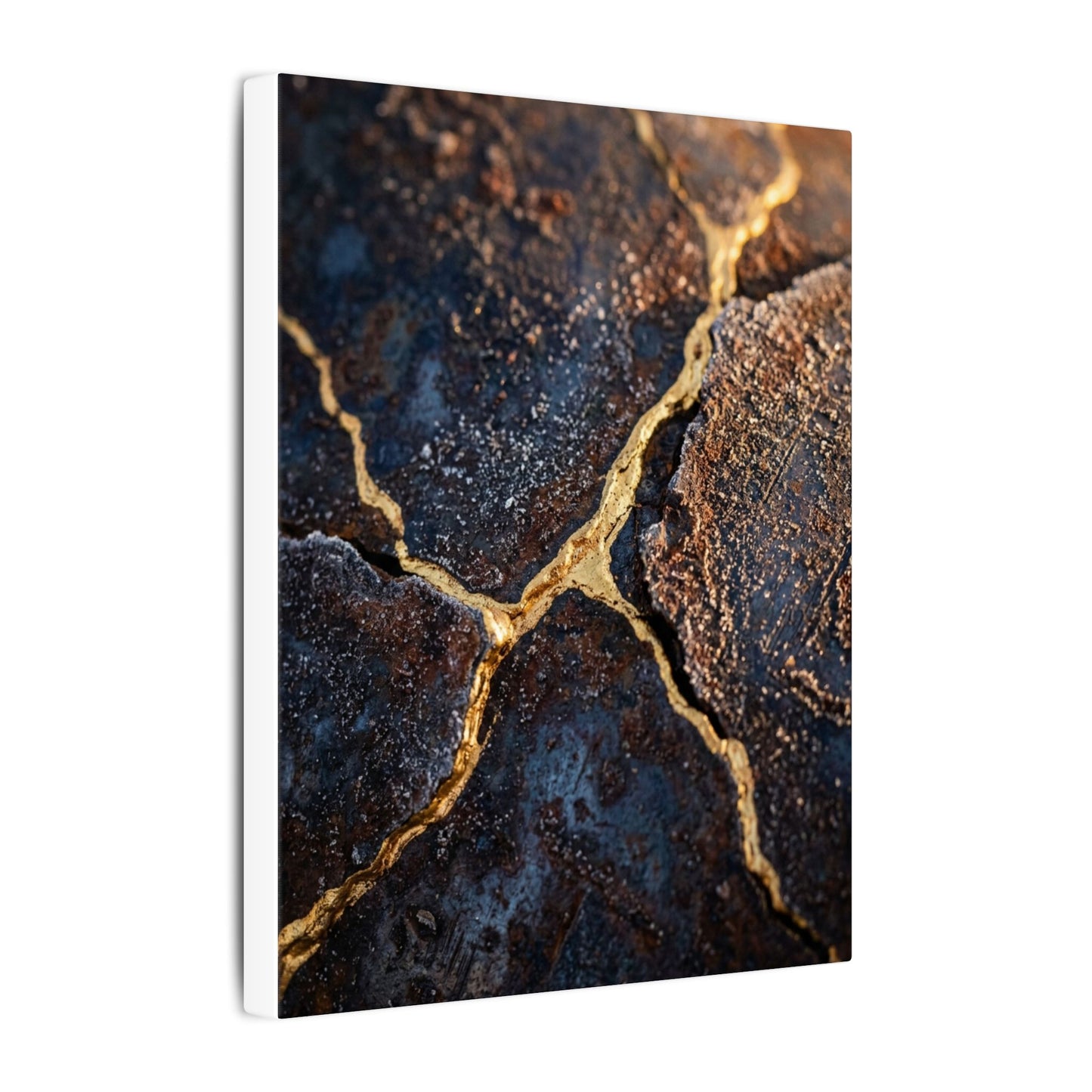 Winter Rust Patina Gold Vein Canvas Art | Resilient Decor