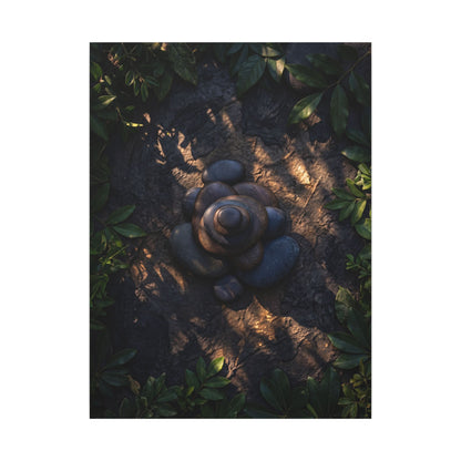Ma River Stones Canvas Art - Dark Japandi Dark Texture